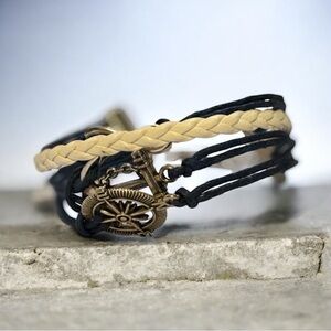 Nautical Charm Bracelet in Black and Cream